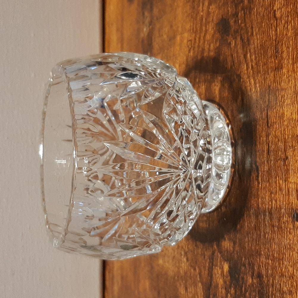 Bohemian Lead Crystal Footed Bowl Pineapple Pattern 3.25” tall